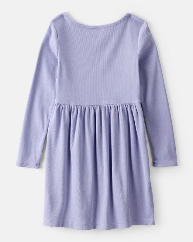 Product image 2 of Girls Long Sleeve Cotton Dress - Purple