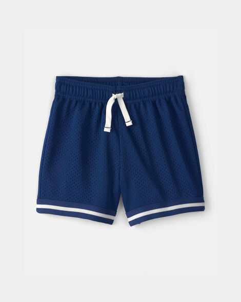 toddler boy stripe mesh active shorts - blue