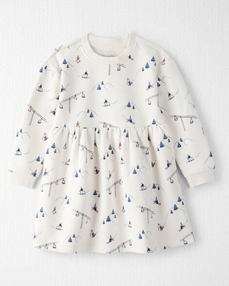 Toddler Girl French Terry Dress Made with Organic Cotton in Snowy Slopes Print