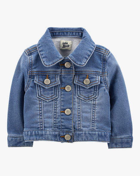 Baby Girl Knit-Like Denim Jacket - Dark Wash