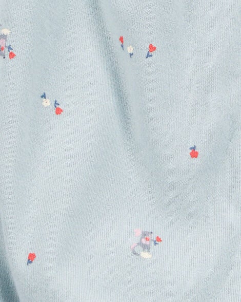  Product image 2 of Baby Floral Print Ribbed Short-Sleeve Romper - Blue