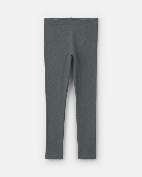 girls pull-on stretch rib leggings - grey