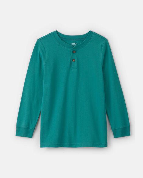 boys long-sleeve henley t-shirt - teal