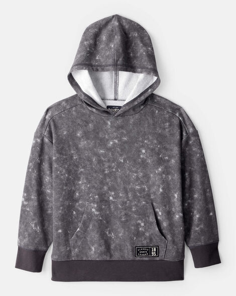 Boys French Terry Acid Wash Hoodie - Grey