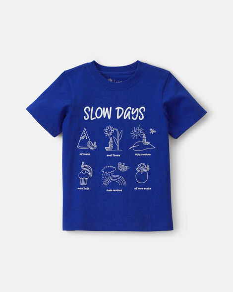 toddler boy slow days graphic tee - blue