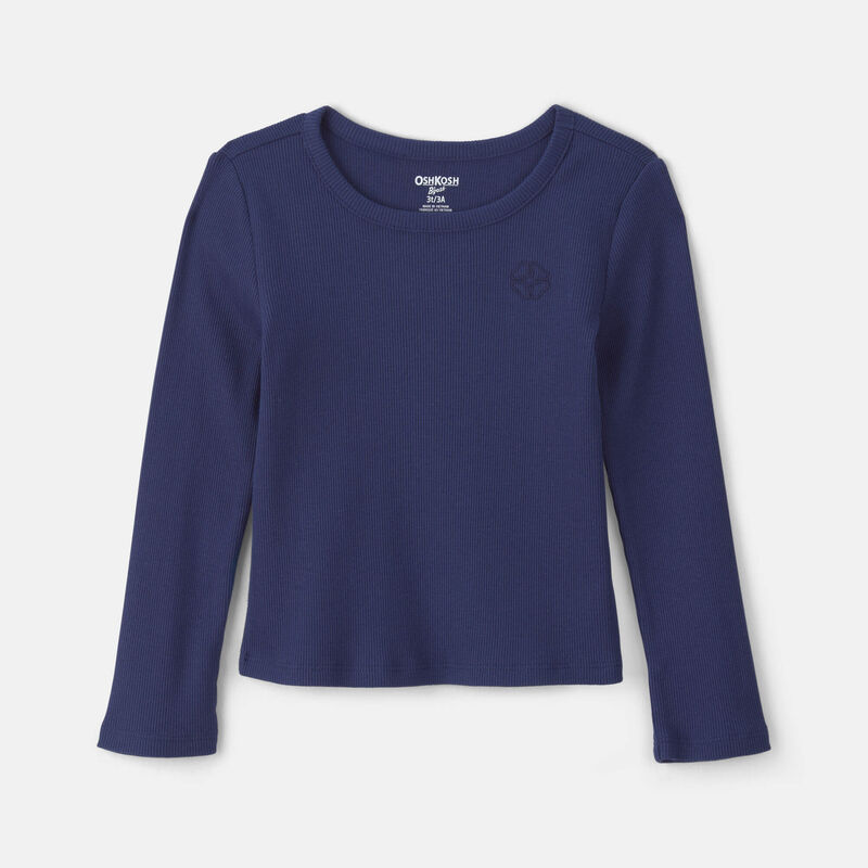 Toddler Girl Long-Sleeve Rib Top - Navy Blue