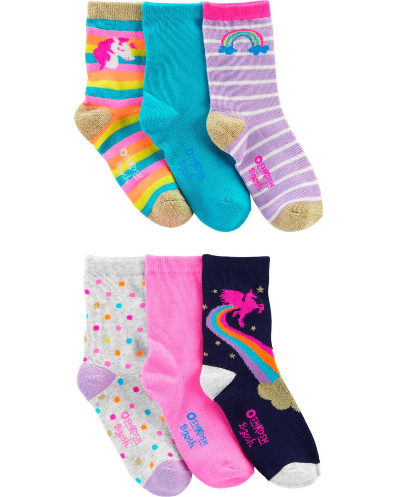 6-Pack Unicorns & Rainbows Crew Socks | carters.com