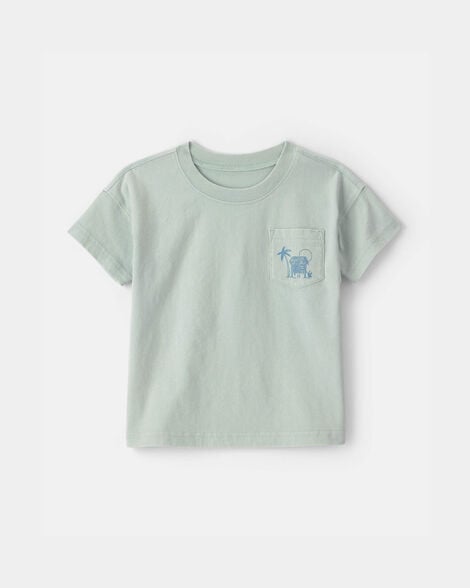 Toddler Boy Tropical Beach Pocket Tee - Mint Blue