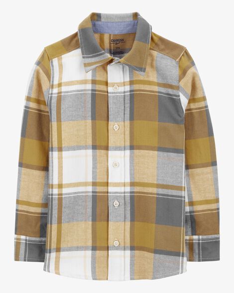  Product image 1 of Kid Plaid Cotton Long-Sleeve Button-Down Shirt - Plaid