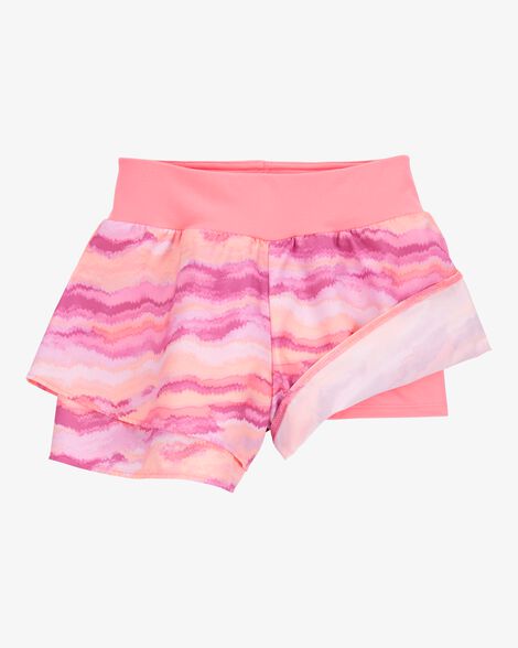  Product image 3 of Kid Flowy Tie-Dye Layered Flip Short - Orange/Pink