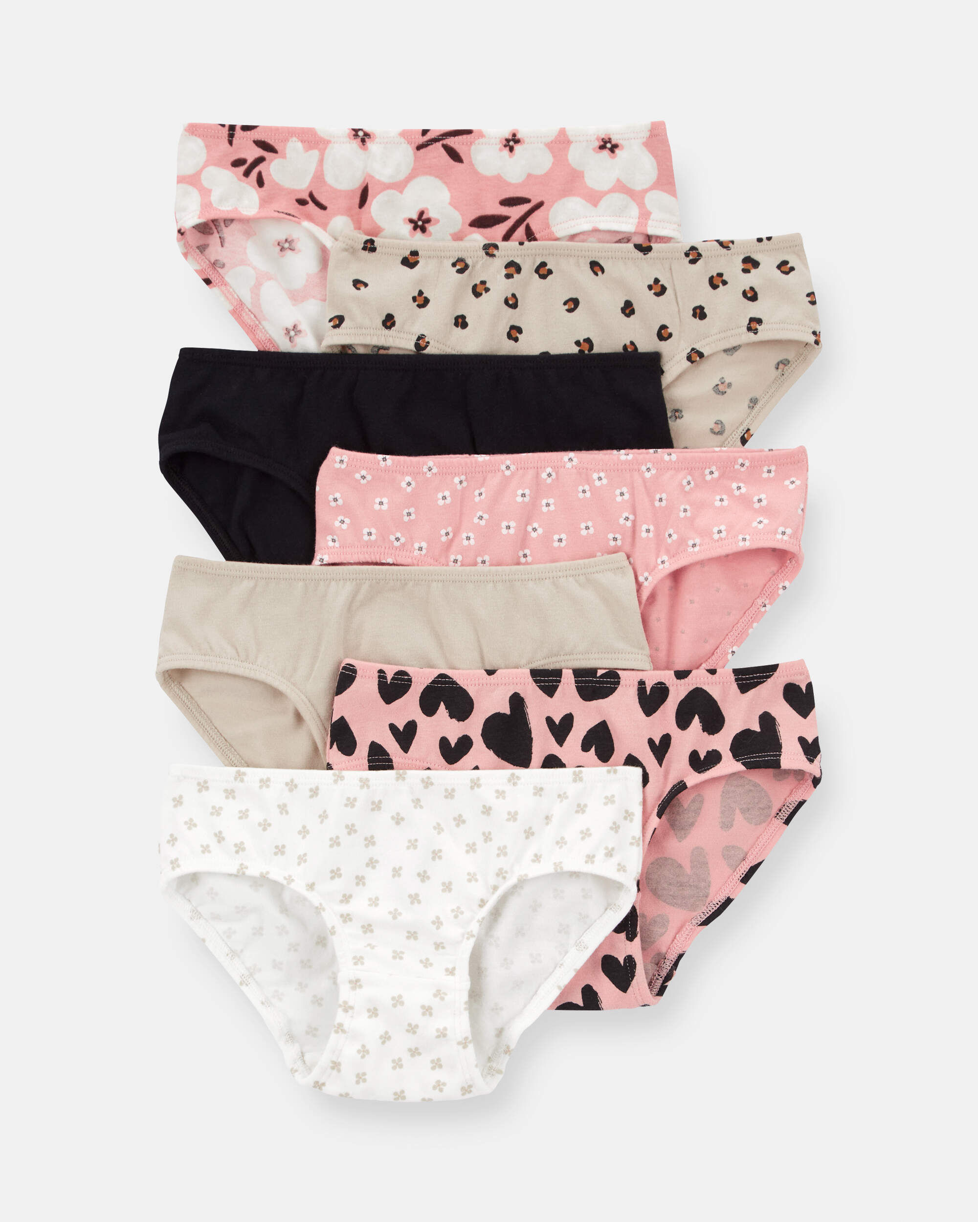 在庫処分 激安 食品 Kid 7-Pack Carter's - Undies Cotton Stretch Hipster Leopard ガールズ