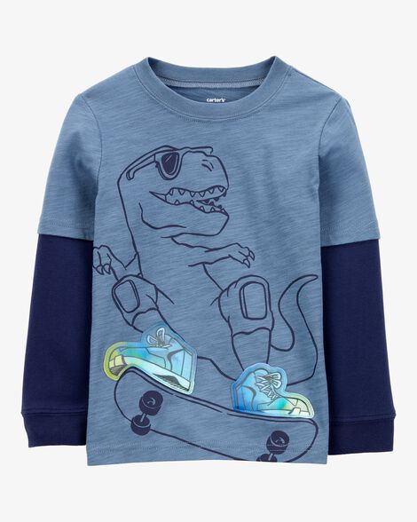  Product image 1 of Toddler Dinosaur Foil Long-Sleeve Tee - Blue