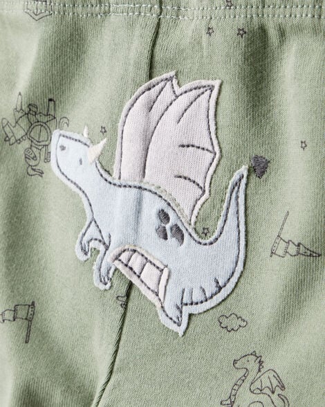 Baby Boy Dragon 100% Cotton Long-Sleeve 2-Way Zip 1-Piece Pajamas
