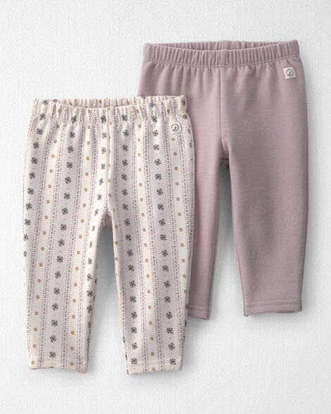 Baby Girl 2-Pack Recycled Fleece Leggings Made with Organic Cotton