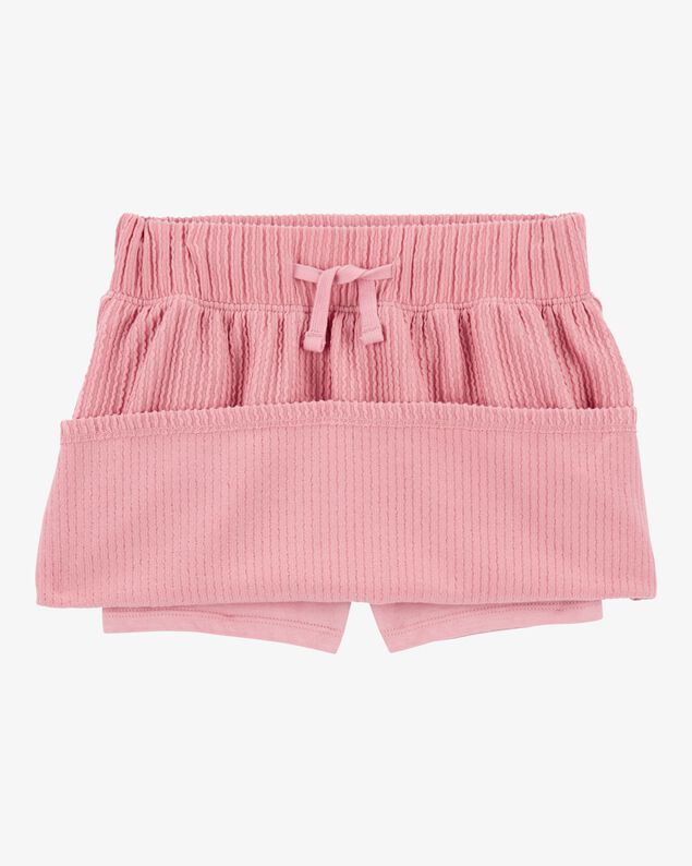Product image 2 of Kid Ribbed Textured Drawstring Skort - Pink