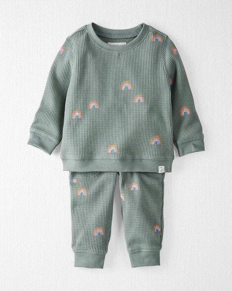 Product image 1 of Baby Organic Cotton Waffle Knit Set in Magical Rainbow Print