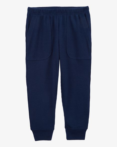 Product image 2 of Toddler Boy Solid Loose Fit Waffle Knit 2-Piece Pajamas - Navy