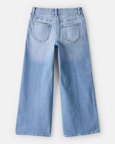 Girls Denim Wide-Leg Jeans - Dark Wash
