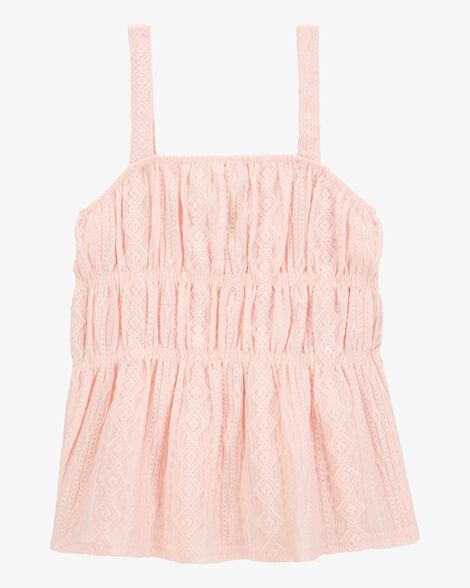  Product image 2 of Kid 2-Piece Ruched Textured Tank & Pull-On Smocked Shorts Set - Pink