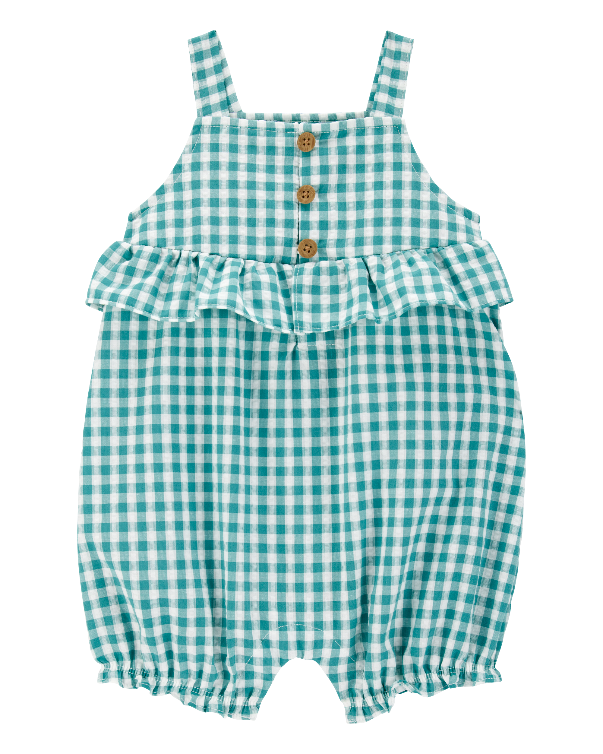 Baby Girl Gingham Tank Romper - Green
