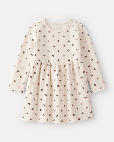 toddler girl daydream fleece holly knit dress - cream