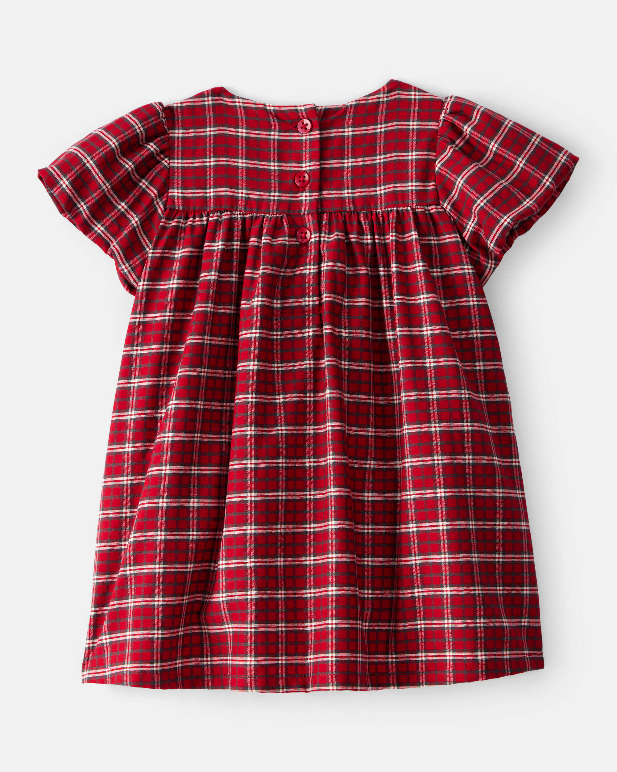 Baby Girl Special Occasion Plaid Print Short-Sleeve Dress