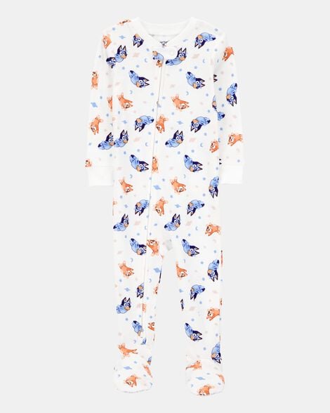 baby bluey snug fit cotton footie 1-piece pajamas