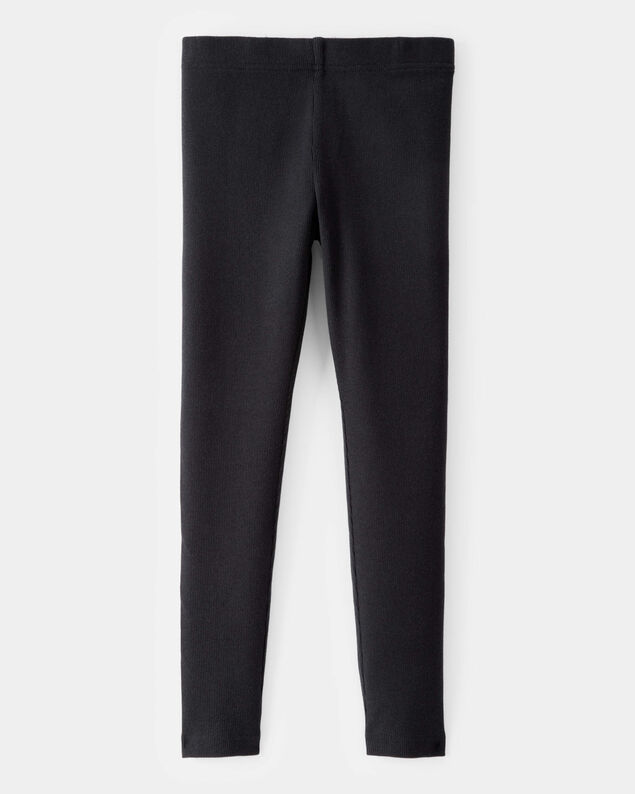 Product image 2 of Girls Solid Cotton Ribbed Stretch Leggings - Black