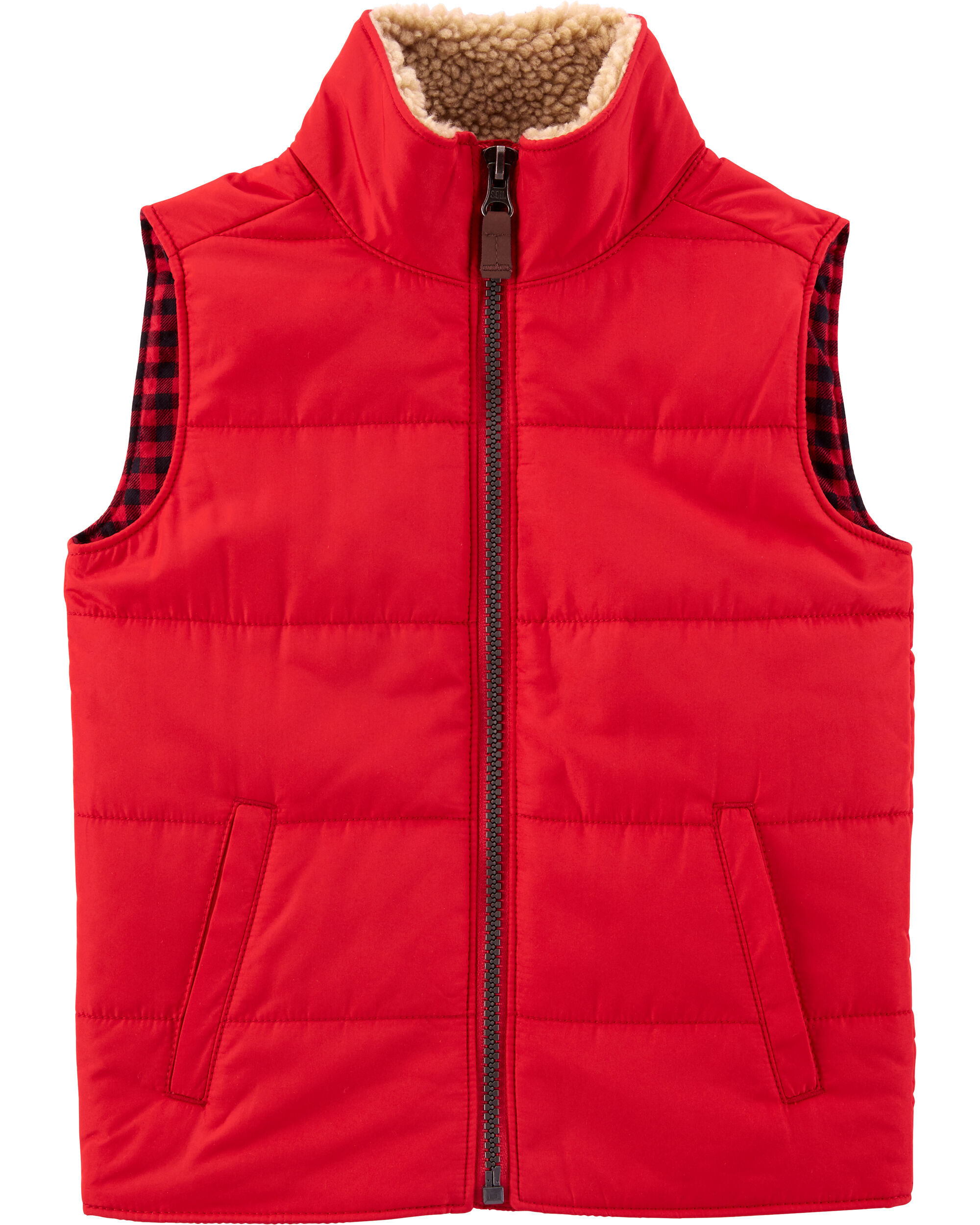 Red Toddler Zip-Up Puffer Vest 