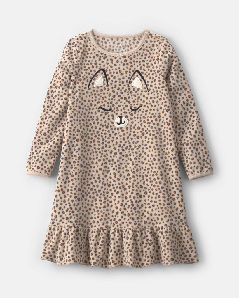 Carter's Toddler Girls Crew Neck Long Sleeve Nightgown, 4-5, Brown