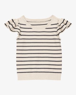 Product image 1 of Toddler Striped Flutter Sleeves Sweater Top - Black/Cream