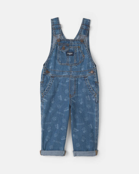 Toddler Logo Denim Overalls - Light Wash