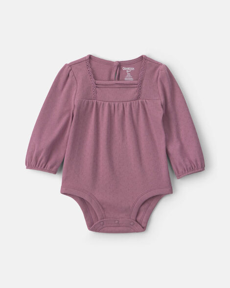 Baby Girl Long-Sleeve Fashion Bodysuit - Purple