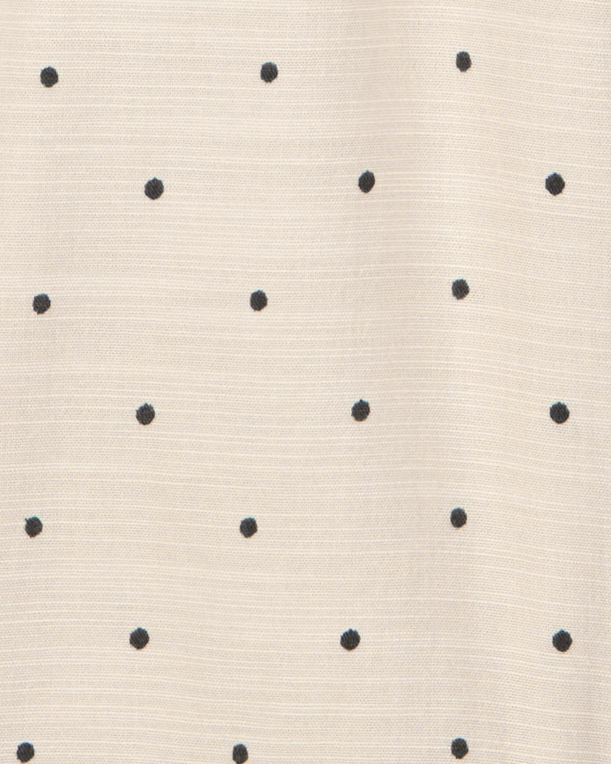 Toddler Polka Dot Linen Look-Alike Short-Sleeve Jumpsuit
