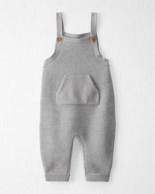 Product image 2 of Baby Organic Cotton Sweater Knit Overalls in Heather Grey