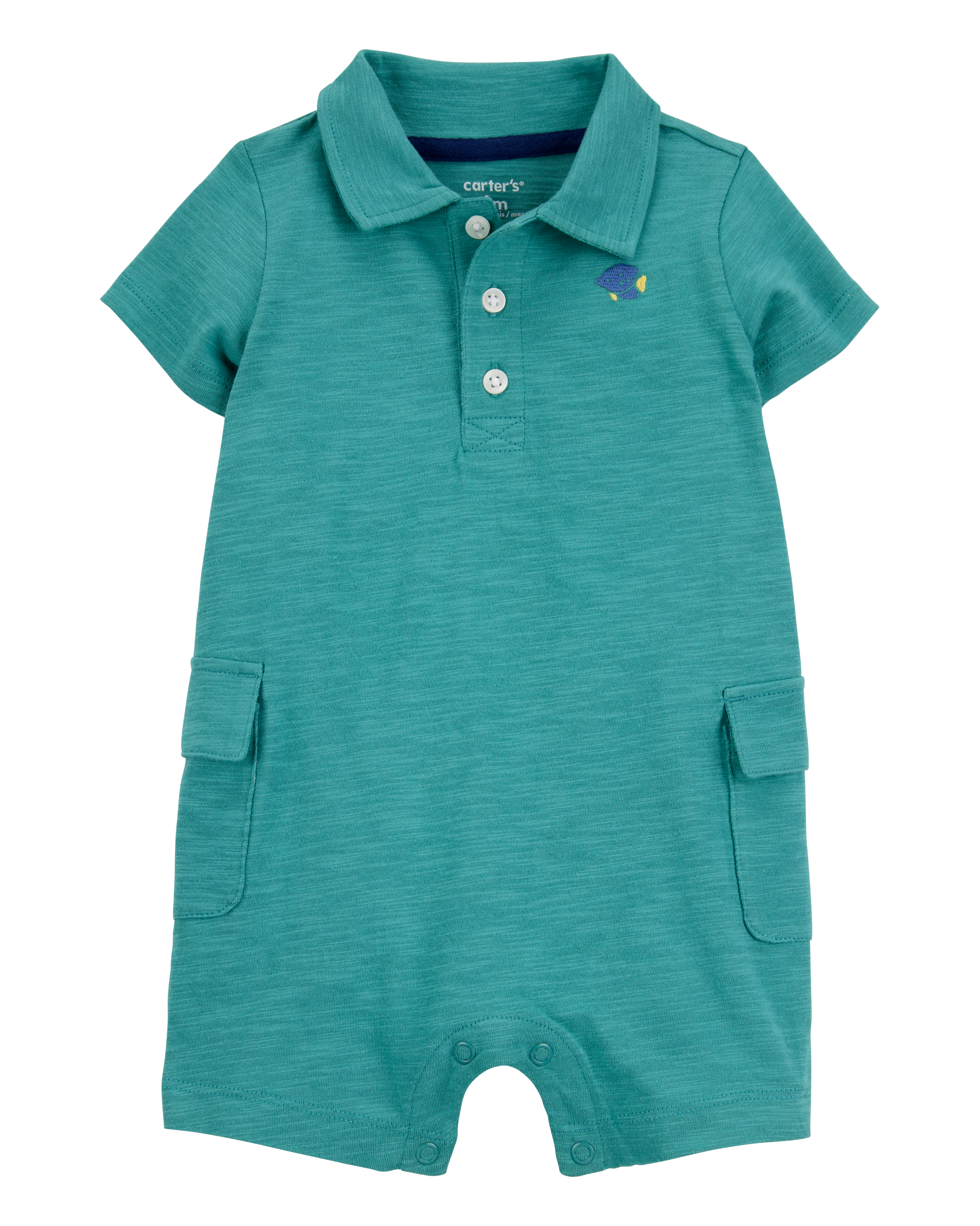 Baby Polo Cotton Romper -Green