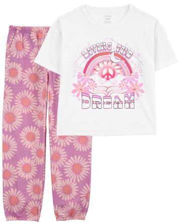 Kid 2-Piece Boxy Crop Daisy Loose Fit Pajamas
