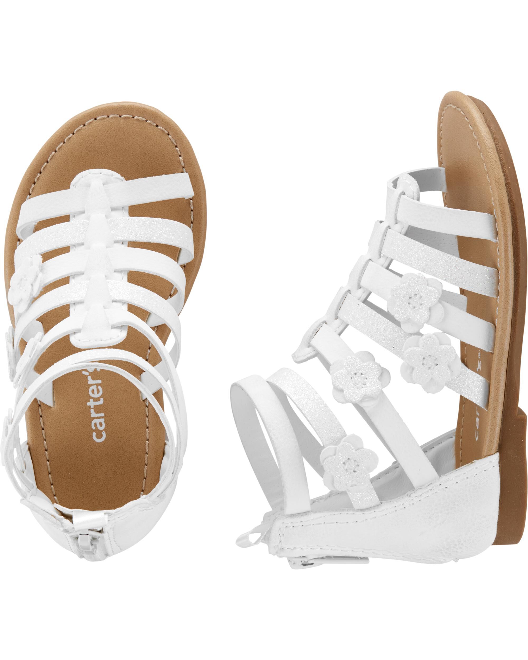 girls white gladiator sandals