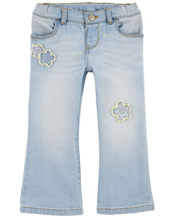 Toddler Patch Floral Iconic Denim Flare Jeans