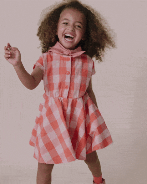 Toddler Girl Avenue Twirl™ Gingham Scalloped Dress - Light Pink/Orange