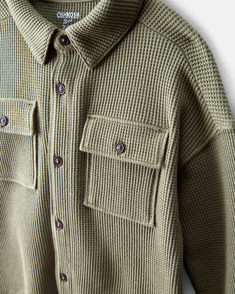 Product image 2 of Baby Boy Long-Sleeve Waffle Knit Utility Shirt - Green