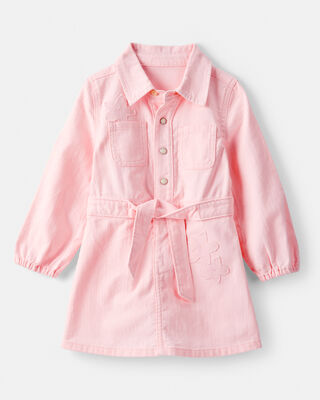 Product image 1 of Toddler Girl Embroidered Cotton Long-Sleeve Dress - Pink