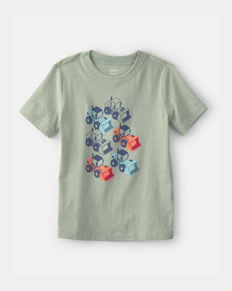 toddler boy construction digger graphic tee - green
