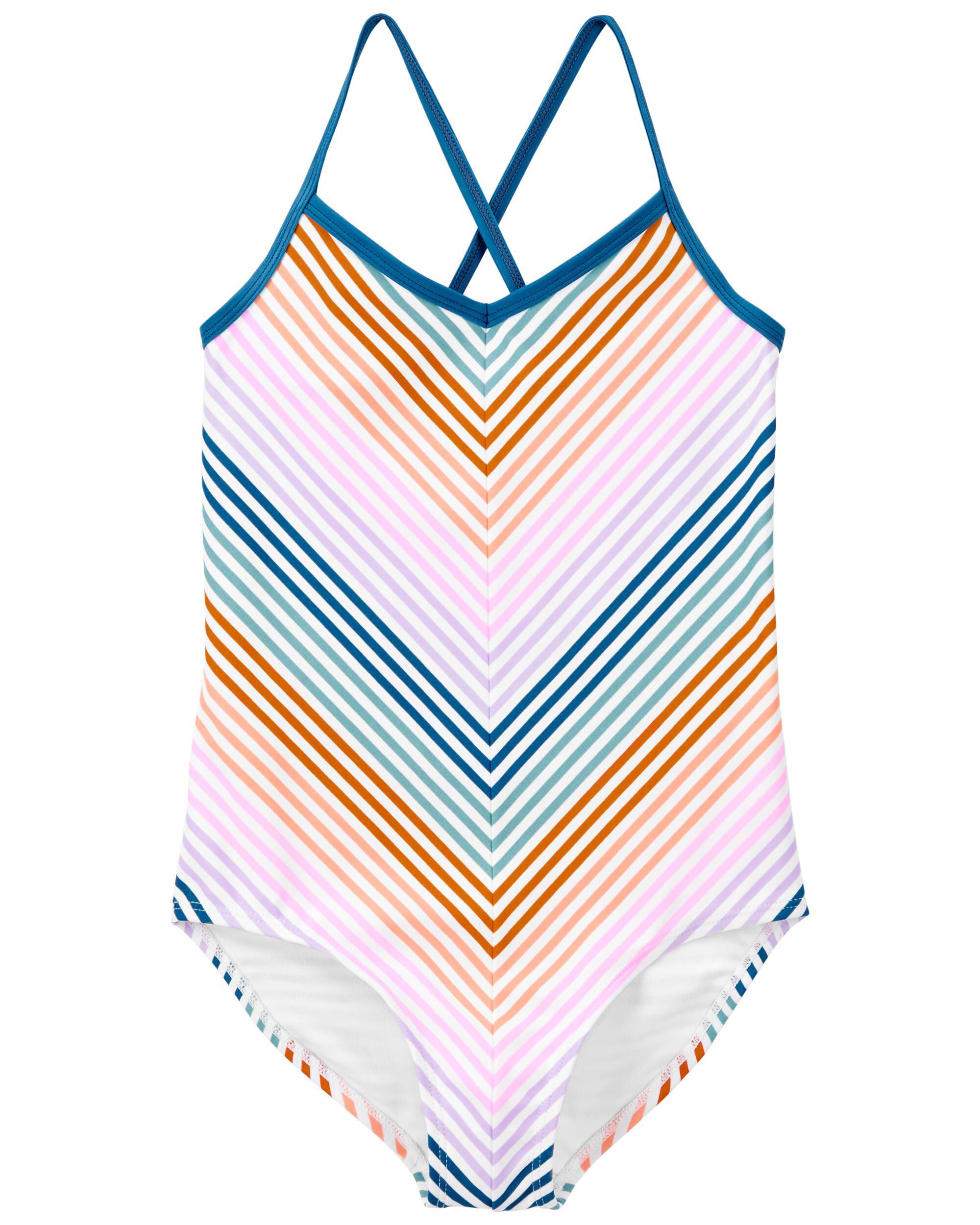 rainbow stripe one piece swimsuit