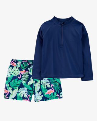 Product image 1 of Toddler 2-Piece Tropical Rashguard & Swim Trunk Set
