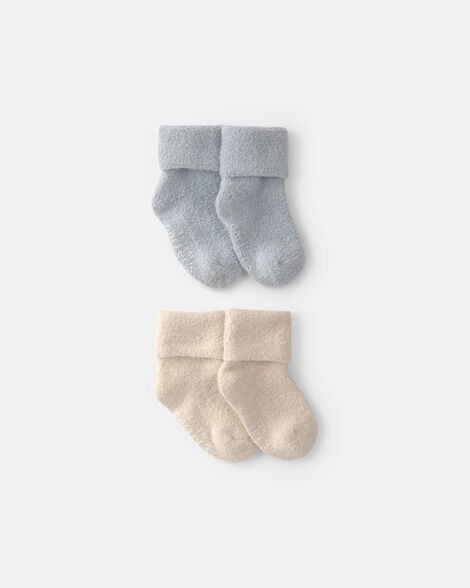 baby 4-pack baby booties - blue/ivory