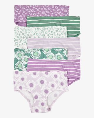 Carter's 7pc Kid Girl Purple/ Green Floral Cotton Briefs (NEW CODE) main image 1
