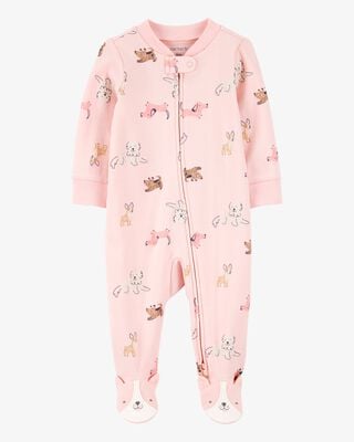 Baby Girl Unicorn Star Print 100% Cotton Long-Sleeve 2-Way Zip Sleep & Play - Blue