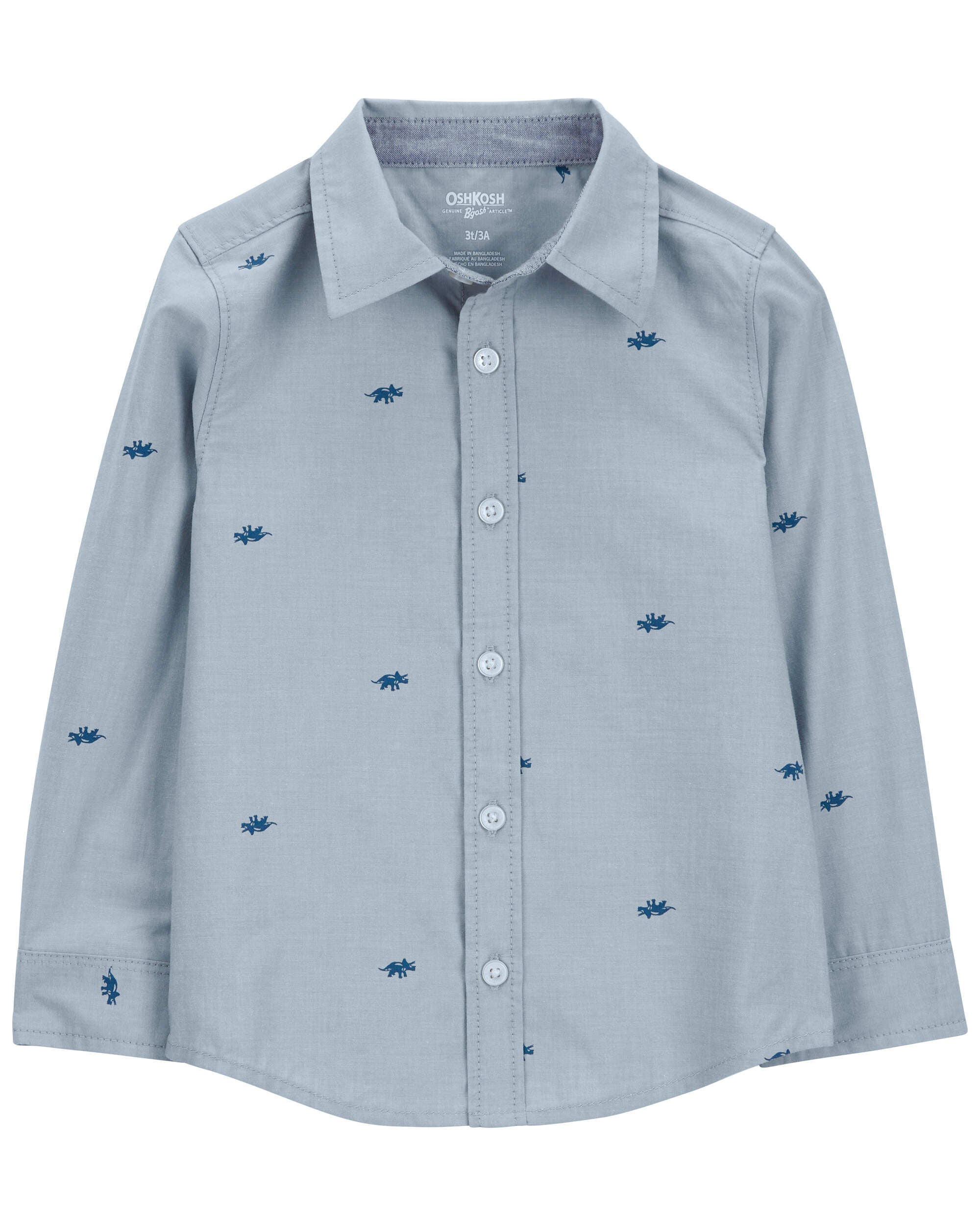 Toddler Dinosaur Print Long Sleeve Button Down Shirt Blue OshKosh Carter s