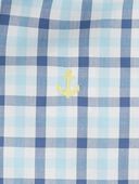 Blue/Yellow - Baby 2-Piece Plaid Button-Down & Short Set, Selected